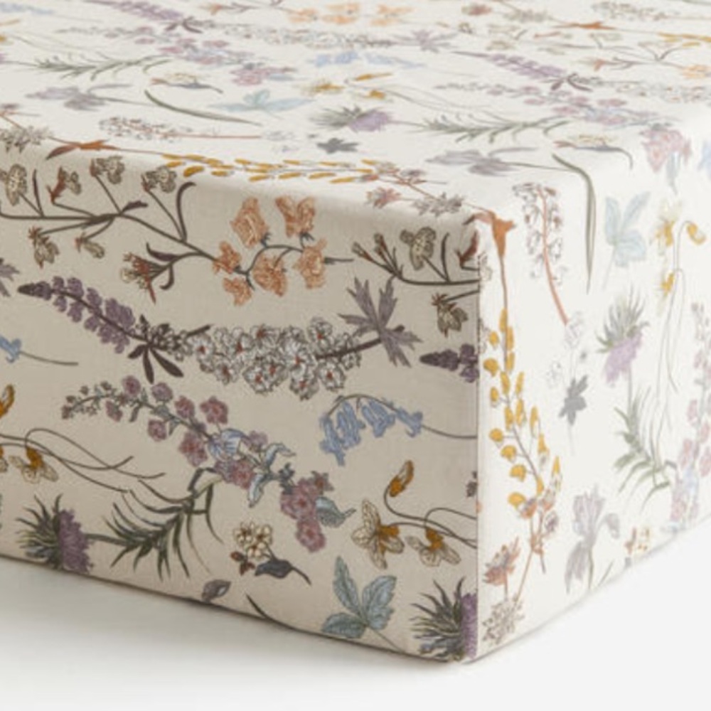 H&M Home Floral Cotton Fitted Sheet